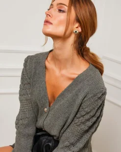 Gilet en Cachemire mélangé Liv kaki