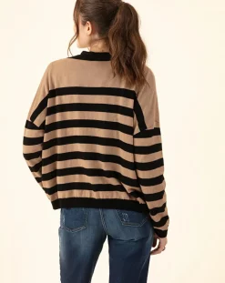 Gilet en Laine mélangée Lena rayure camel