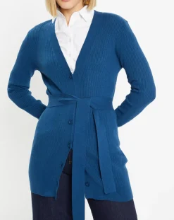 Gilet en Maille côtelée stretch Fernand bleu foncé