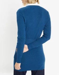 Gilet en Maille côtelée stretch Fernand bleu foncé