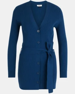 Gilet en Maille côtelée stretch Fernand bleu foncé