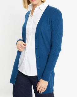 Gilet en Maille côtelée stretch Fernand bleu foncé