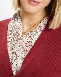 Gilet en Maille côtelée stretch Fernand bordeaux