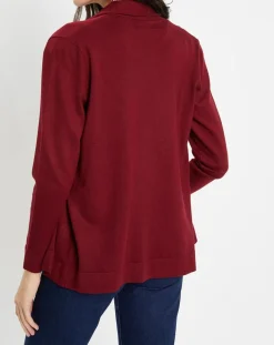 Gilet en Maille fine col châle bordeaux