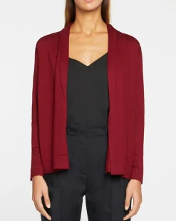 Gilet en Maille fine col châle bordeaux
