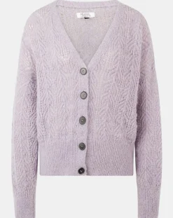 Gilet en Maille pointelle mousseuse Rina violet clair