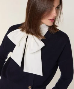 Gilet Ksenia 100% laine cache-coeur boutons bleu marine