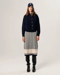 Gilet Kylie manches courtes col montant bleu nuit