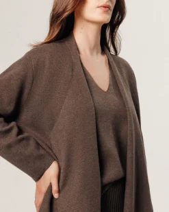 Gilet Lawrence ouvert marron havane