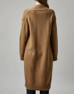 Gilet long à capuche en Laine mélangée camel