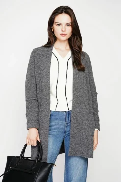 Gilet long à col châle loup