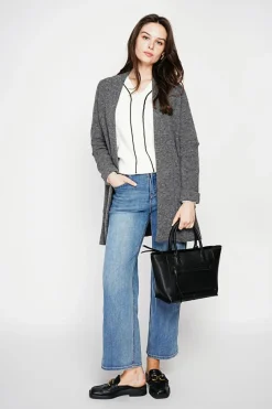 Gilet long à col châle loup