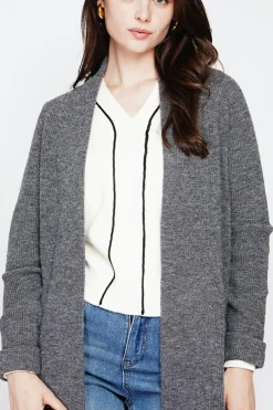 Gilet long à col châle loup