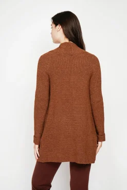 Gilet long à col châle marron