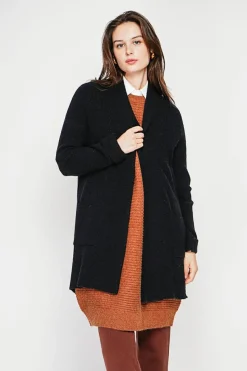 Gilet long à col châle noir