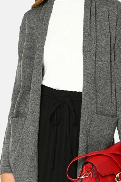 Gilet long en Cachemire mélangé col châle loup