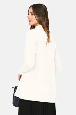 Gilet long en Cachemire mélangé col châle naturel