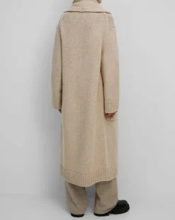 Gilet long en Laine vierge mélangée beige moyen