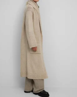 Gilet long en Laine vierge mélangée beige moyen