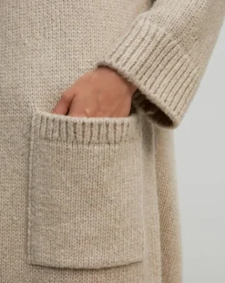 Gilet long en Laine vierge mélangée beige moyen