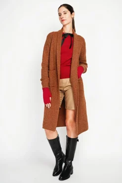 Gilet long fantaisie marron