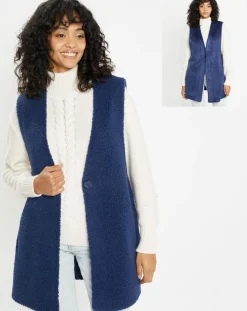 Gilet réversible en Fausse Fourrure Dafne indigo