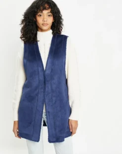 Gilet réversible en Fausse Fourrure Dafne indigo