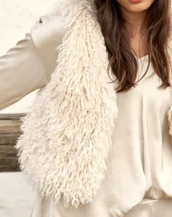 Gilet sans manches en fausse fourrure Moka crème