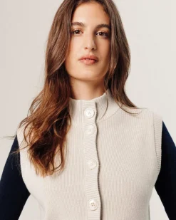 Gilet Sharifa manches courtes col mont blanc écru