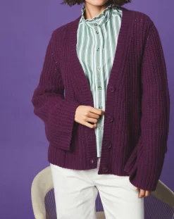 Gilet évasé en Laine & Alpaga mélangés Théodore violet