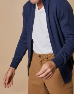 Gilet zippé 100% Cachemire John bleu marine
