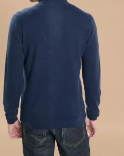 Gilet zippé 100% Cachemire John bleu marine