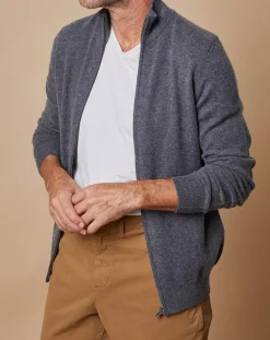 Gilet zippé 100% Cachemire John gris foncé