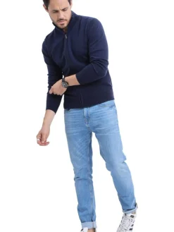 Gilet zippé classique bleu nuit