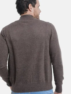 Gilet zippé classique café