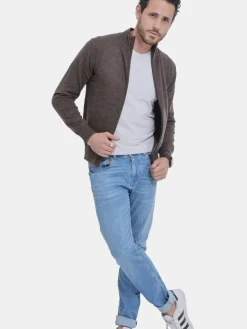 Gilet zippé classique café