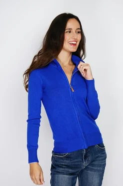 Gilet zippé en Cachemire mélangé royal