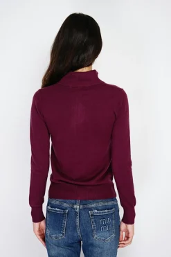 Gilet zippé en Cachemire mélangé bordeaux