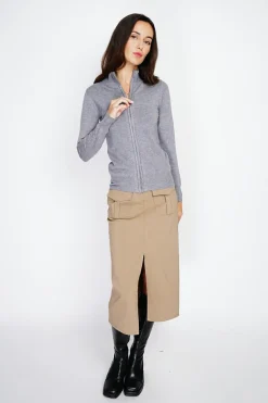 Gilet zippé en Cachemire mélangé flanelle