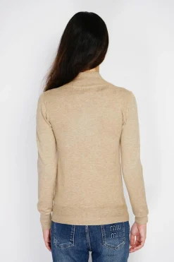 Gilet zippé en Cachemire mélangé camel