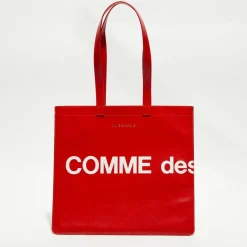 Grand sac fourre-tout en Cuir avec logo rouge - 33x36x0.5 cm