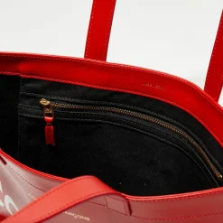 Grand sac fourre-tout en Cuir avec logo rouge - 33x36x0.5 cm