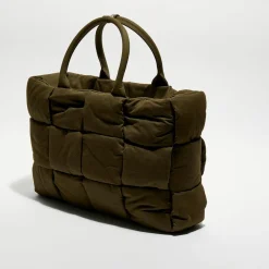 Grand sac fourre-tout rembourré Arco olive - 32x44x11 cm