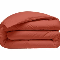Housse de Couette 100% Percale de Coton - Finition Bouteille 40cm terre de sienne