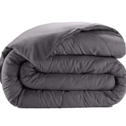 Housse de couette satin de coton lavé grise