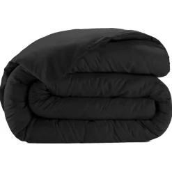 Housse de couette satin de coton lavé noire