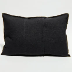 Housse de coussin en lin lavé noire - 40x60 cm