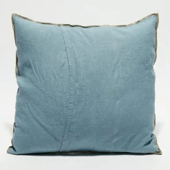 Housse de coussin en lin lavé bleu stone - 45x45 cm
