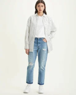 Jean 501 Crop coupe droite bleu