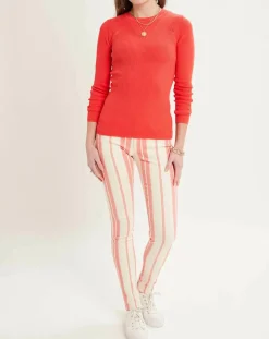 Jean à rayures rose/écru